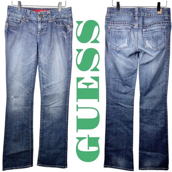 GUESS VINTAGE Y2K DAREDEVIL BOOTCUT FLARE JEANS LOW RISE, SIZE 27 - Picture 15 of 15